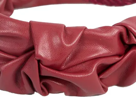 Wine-colored leather fascinator headband