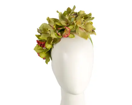 Hand made exclusive lime green fascinator headband