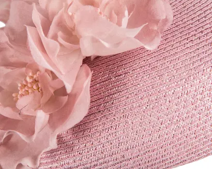 Modern dusty pink beret hat with flowers by Max Alexander