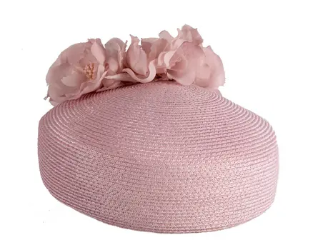 Modern dusty pink beret hat with flowers by Max Alexander