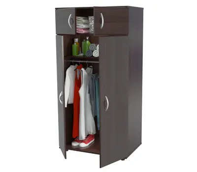 32" Espresso Melamine Mirrored Combo Dresser