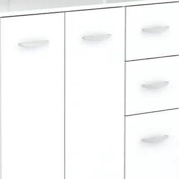 White Finish Wood Kitchen Storage Cabinet