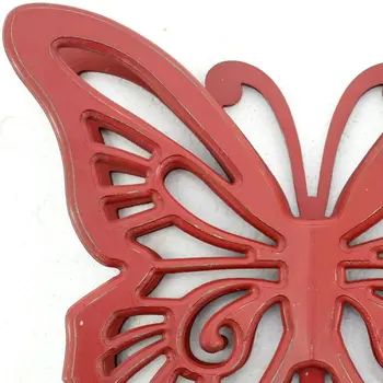 23" X 19" X 4" Red Rustic Butterfly Wooden  Wall Decor