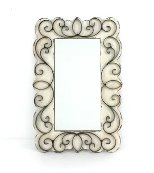 33" White Wood Framed Accent Mirror