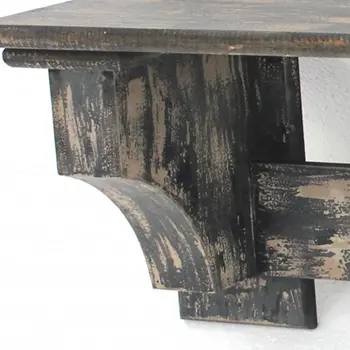30" Black Distressed Wood Four Hook Wall Mounted Hanging Coat Rack