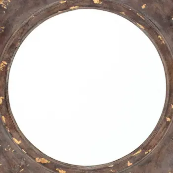 24" Bronze Hexagon Distressed Wood Framed Accent Mirror