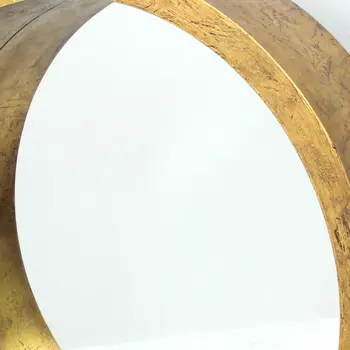 36" Gold Round Solid Wood Framed Accent Mirror