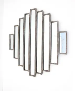 36" X 36" X 2" Silver Rustic Multi Mirrored Wall Sculpture