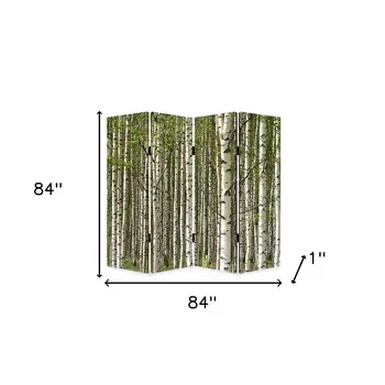 84" X 84" Multi Color Wood Canvas Prolific Forrest  Screen
