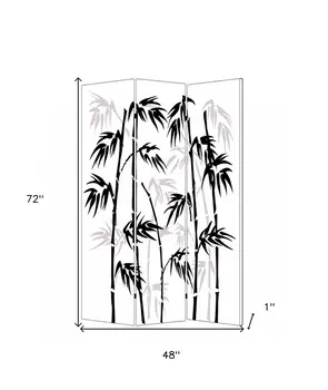 48 X 72 Multi Color Wood Canvas Bamboo Leaf  Screen