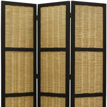67" Brown Folding Three Panel Screen Room Divider