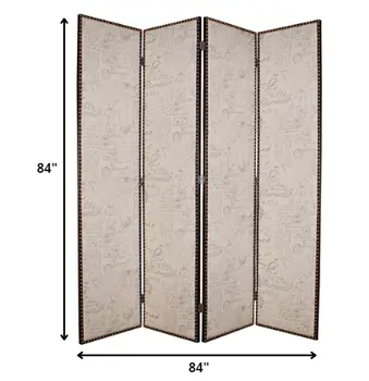 84 X 84 Tan Wood & Fabric  Screen