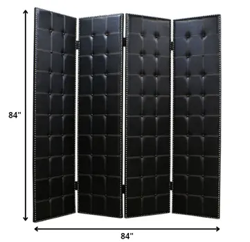 84 X 84 Black Faux Leather  Screen
