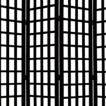 96" Black And White Folding Four Panel Screen Room Divider