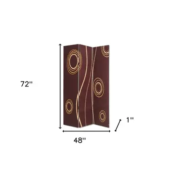 48" X 72" Multi Color Wood Canvas 3 Panel Screen