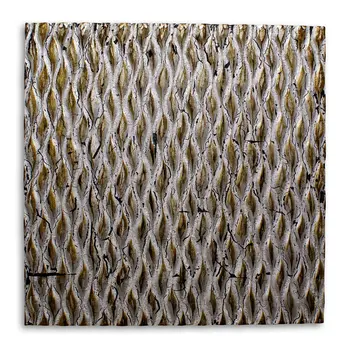 36" X 36" X 1" Raw Wood Look Silver Finish Square Wall Art