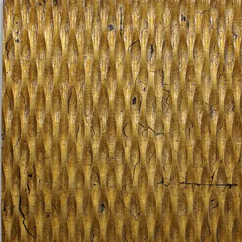36" X 36" X 1" Raw Wood Look Gold Finish Square Wall Art