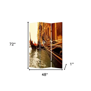 48" X 72" Multi Color Wood Canvas Venice  Screen