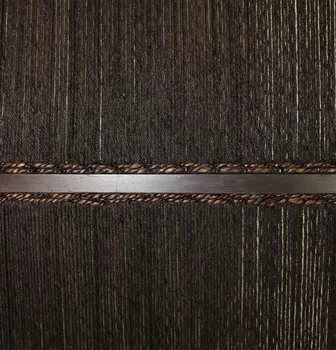 Dark Wood And Water Hyacinth 3 Panel Room Divider Screen