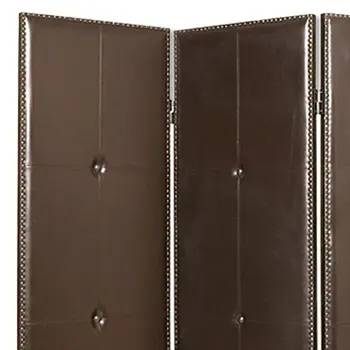 60" X 72" Brown Faux Leather  Screen