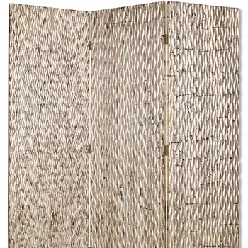 63" X 72" Silver Wood 3 Panel  Screen
