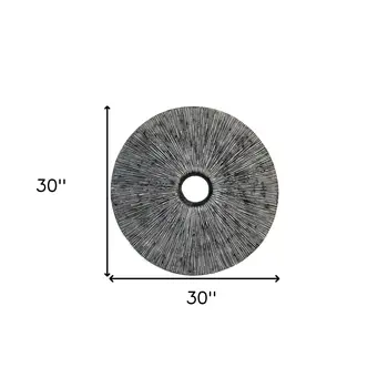 30" X 30" Contemporary Grey Round Rib Wall Art