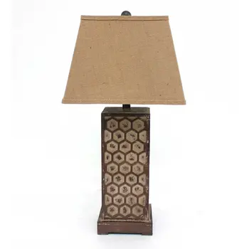 29" Brown Solid Wood Bedside Table Lamp With Brown Shade