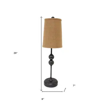 29" Bronze Bedside Lamp With Brown Shade
