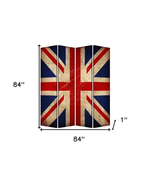 84 X 84 Multi Color Wood Canvas Union Jack  Screen