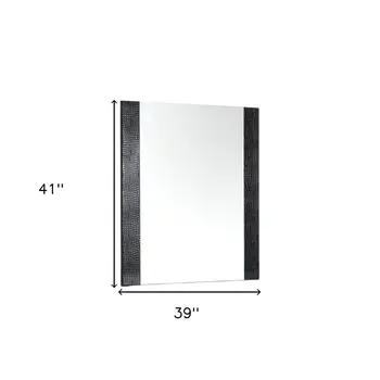 41" Black Faux Shagreen Partially Framed Accent Mirror