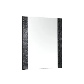 41" Black Faux Shagreen Partially Framed Accent Mirror