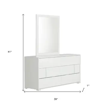 41" White Mounted Dresser Mirror