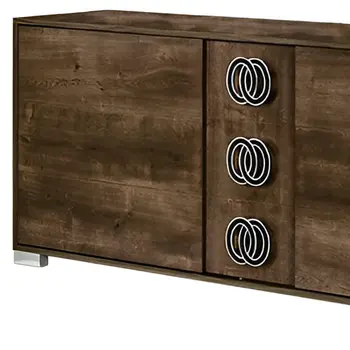 66" Brown Three Drawer Double Dresser