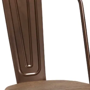 Set of Four Brown Upholstered Slat Back Dining Side Chairs