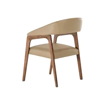 Taupe and Brown Upholstered Faux Leather Curved Back Dining Arm Chair