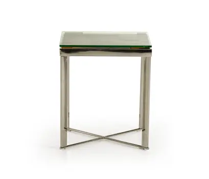 22" Silver and Brown Reclaimed Wood Glass and Steel Square End Table
