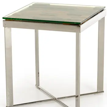 22" Silver and Brown Reclaimed Wood Glass and Steel Square End Table