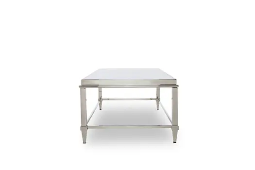 55" Clear and Silver Glass And Steel Coffee Table