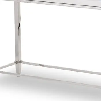 55" Silver Glass Frame Console Table