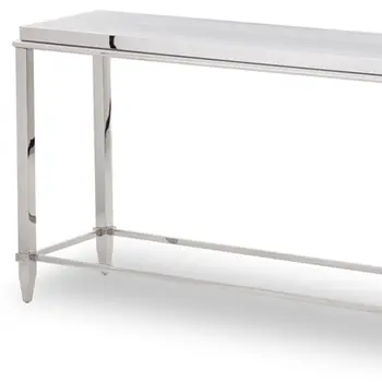 55" Silver Glass Frame Console Table