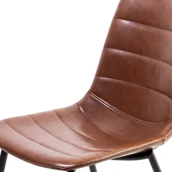 Set of Two Brown and Black Upholstered Faux Leather Dining Side Chairs