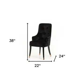 Black Upholstered Velvet Wing Back Dining Arm Chair