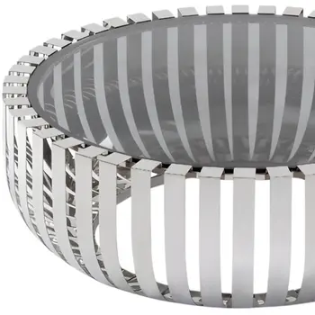 39" Clear and Silver Glass And Stainless Steel Round Abstract Coffee Table