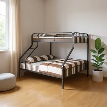 Gunmetal Twin Over Queen Bunk Bed