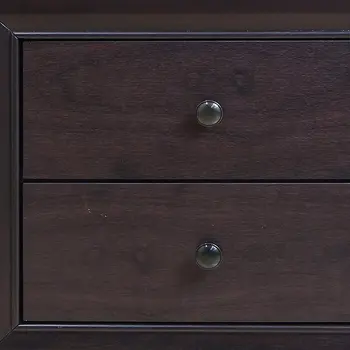 22" Espresso Two Drawers Solid Wood Nightstand