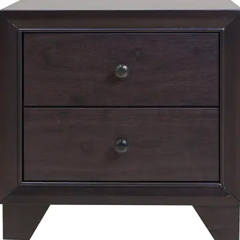 22" Espresso Two Drawers Solid Wood Nightstand