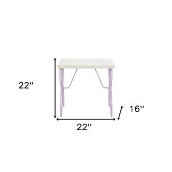 22" Lilac Steel and Wood Nightstand