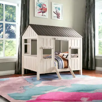 White Solid Wood Full Bed Frame