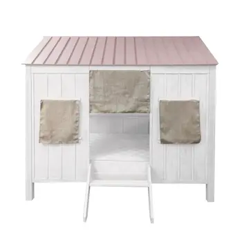 Pink and White Wood Full Bed Frame