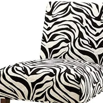 30" White and Brown Fabric Animal Print Side Chair